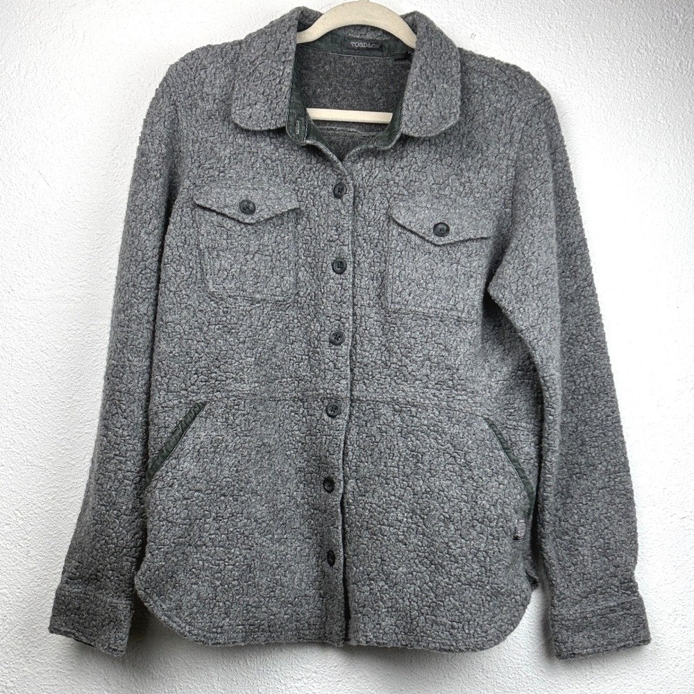 Toad&Co Gray Sherpa Fleece Shirt Jacket - Large - Wool Blend Outdoor Gorpcore